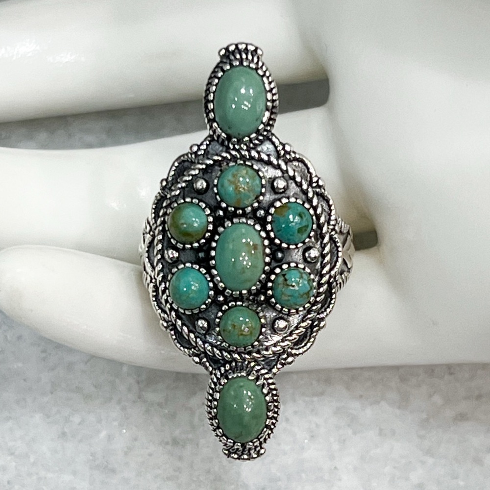 Tahoe Nevada Turquoise Sterling Silver BOHO Ring Sz 7